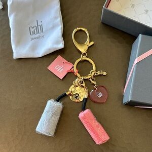 CAbi Gold Key Holder with Pink and Gray Accents
